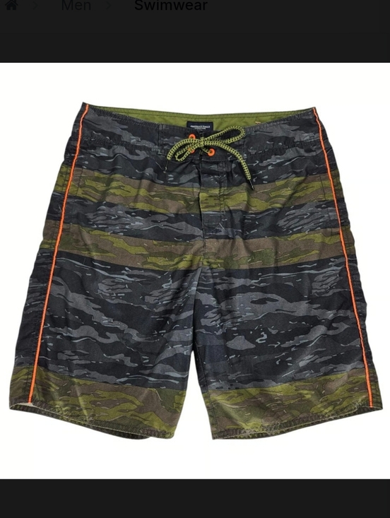 American Eagle Outfitters Other - American Eagle Men’s Board Shorts Large Tiger Camo Green Gray Orange Piping